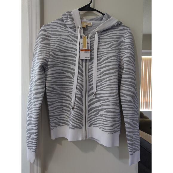 Michael Kors White & Silver Zebra Print Jacket – Size Small (NWT) - Picture 1 of 4